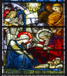 Nun Monkton, St Mary, Morris Marshall & Faulkner & Co, William Morris, Edward Burne-Jones, La Nativité, 1873